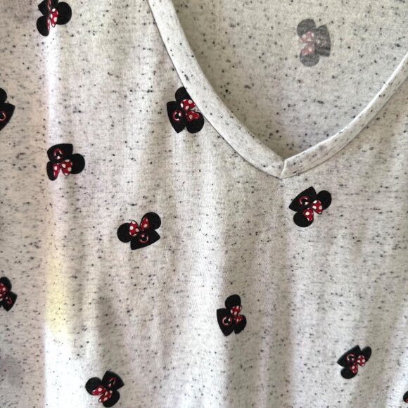 Disney Mickey Mouse Print V Neck T Shirt Size XL Light Gray Casual Top Tee - Picture 10 of 10